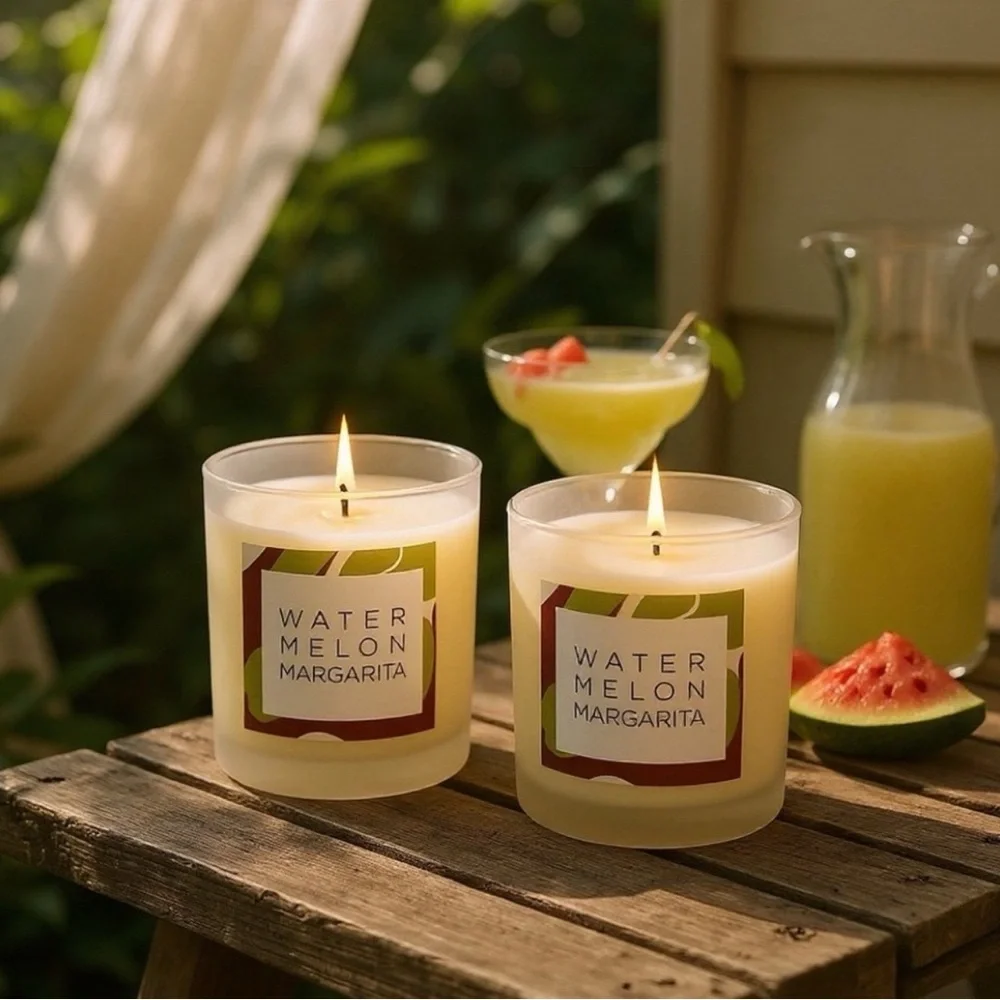 Set of 2 Opalhouse Watermelon Margarita 5oz glass candle- New